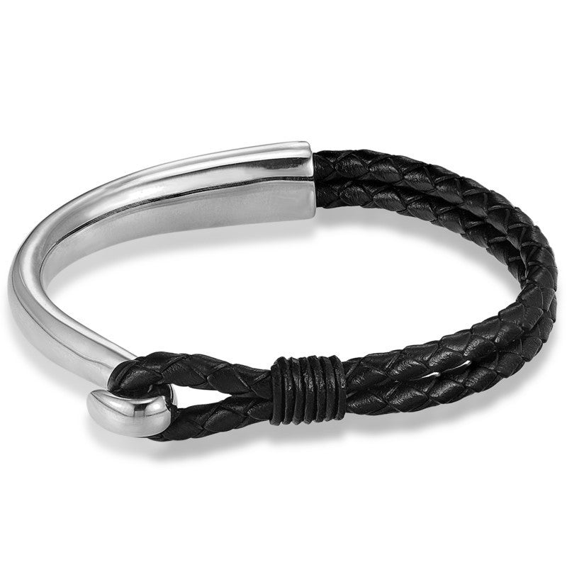 Iron Hook Herrenarmband Leder Edelstahl 925 Silber Moissanit Schmuck | Steffanii
