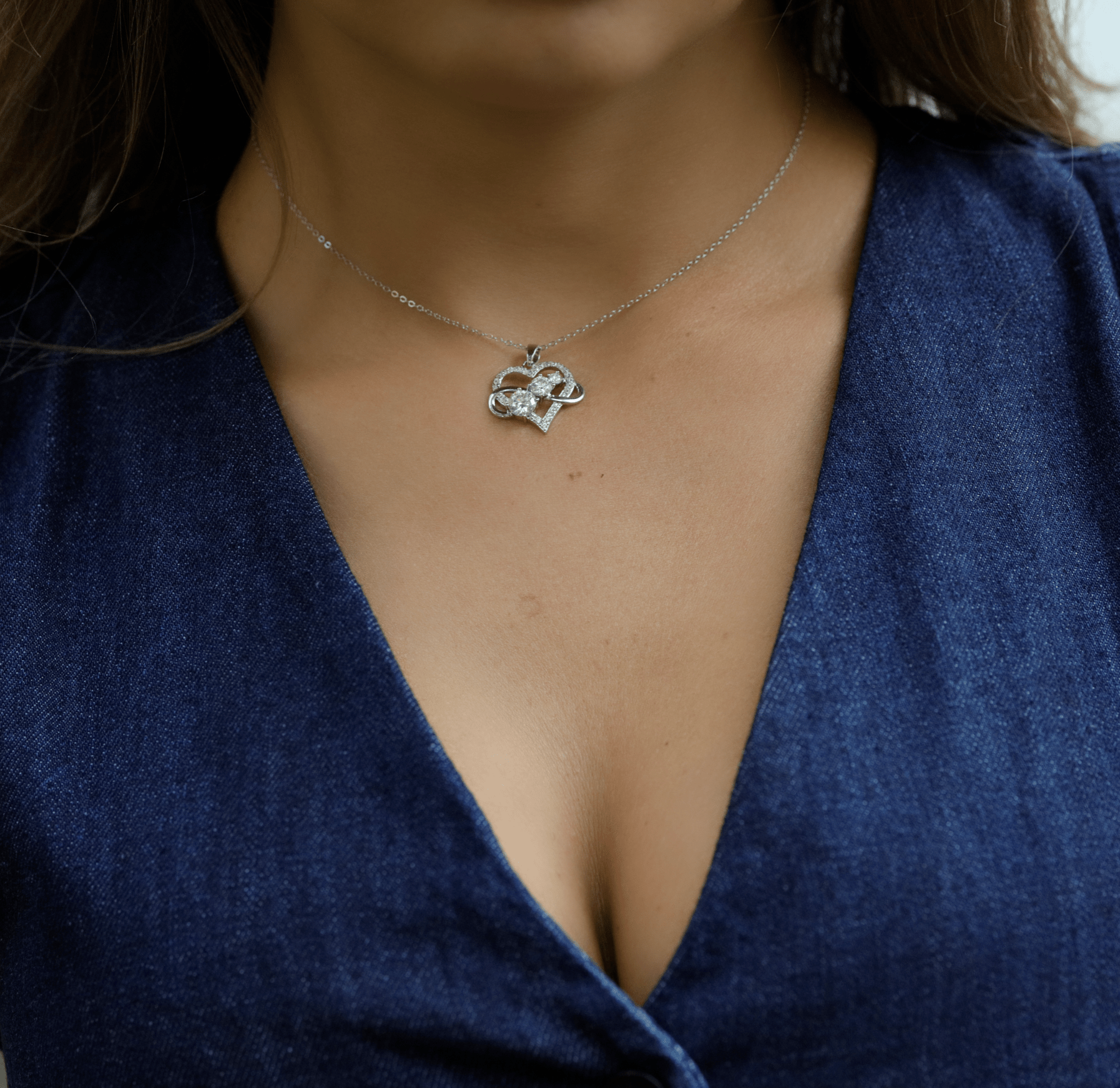 Heart of Infinity Halskette 925 Silber mit Labordiamant Moissanit für Damen 925 Silber Moissanit Schmuck | Steffanii