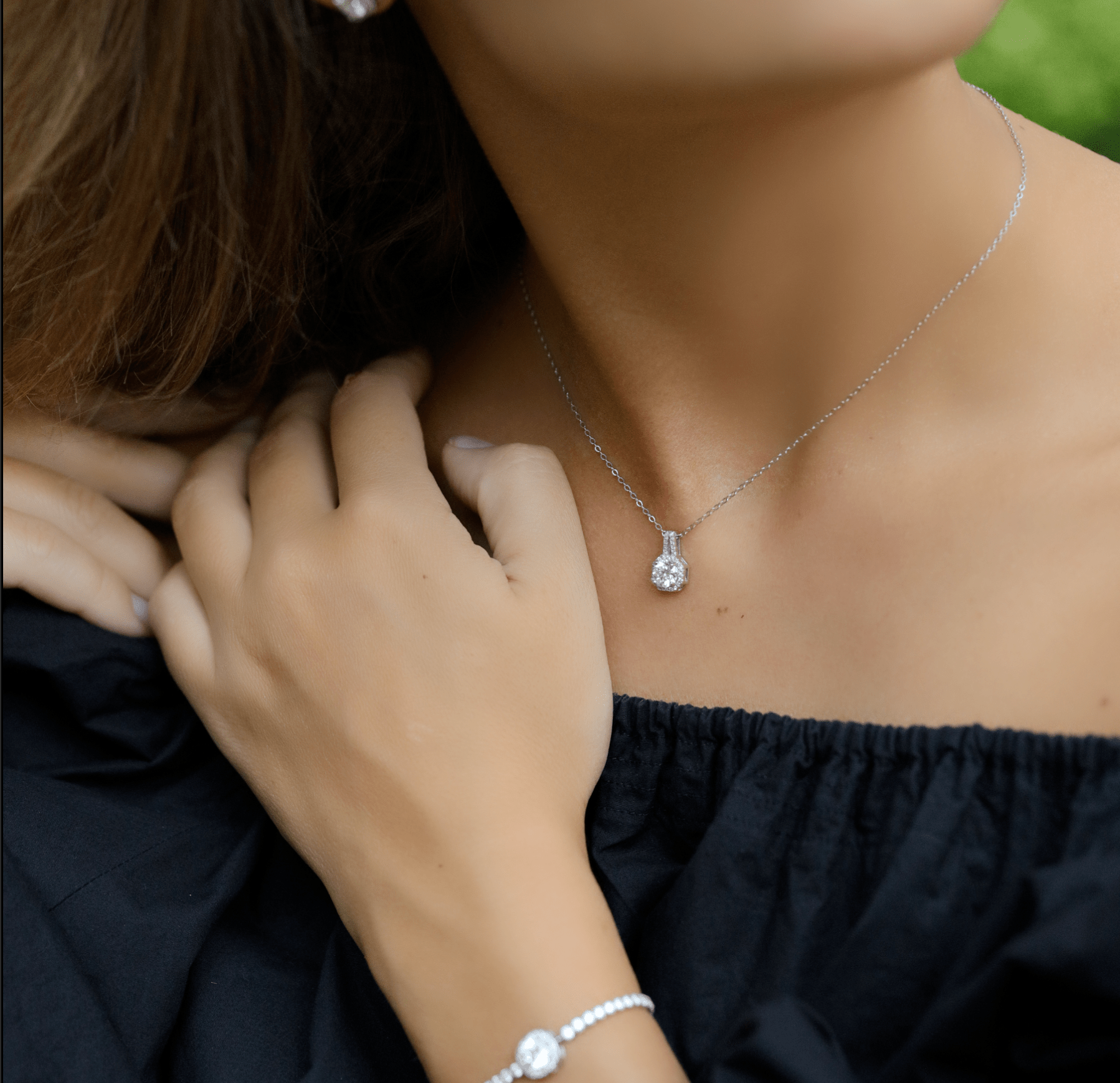 Square Radiance Halskette 925 Silber mit Labordiamant Moissanit für Damen 925 Silber Moissanit Schmuck | Steffanii
