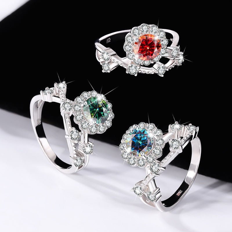 Boundless Glow Ring 925 sterling silver mit runden Labordiamant Moissaniten für Damen 925 Silber Moissanit Schmuck