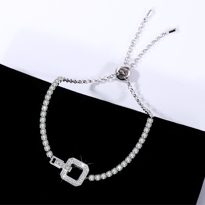Caress of Luxury Square Buckle Armband 925 Silber – Labordiamant Moissanit für Damen 925 Silber Moissanit Schmuck | Steffanii