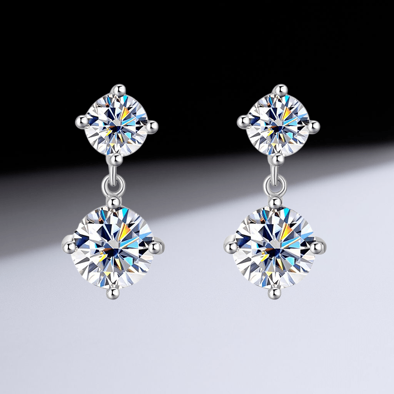 Duo Brillanz Ohrringe 925 Silber – Labordiamant Moissanit für Damen 925 Silber Moissanit Schmuck | Steffanii