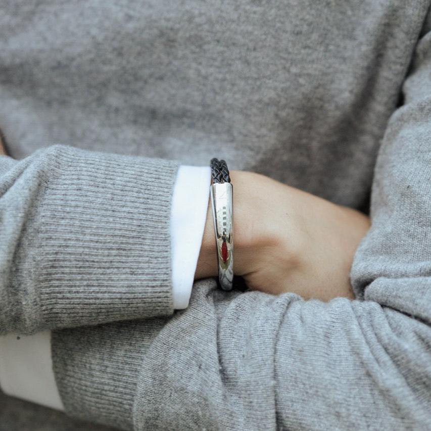 Iron Hook Herrenarmband Leder Edelstahl 925 Silber Moissanit Schmuck | Steffanii