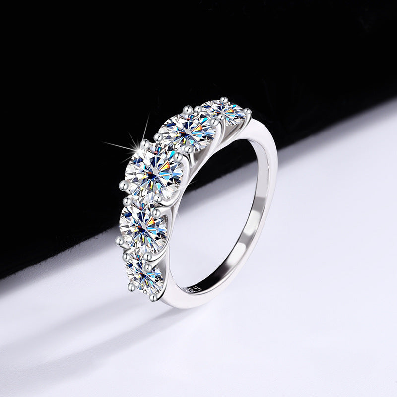925 silver ring with bright moissanite gemstone – Elegant Symphony Sterling Silver Moissanite Ring for Woman