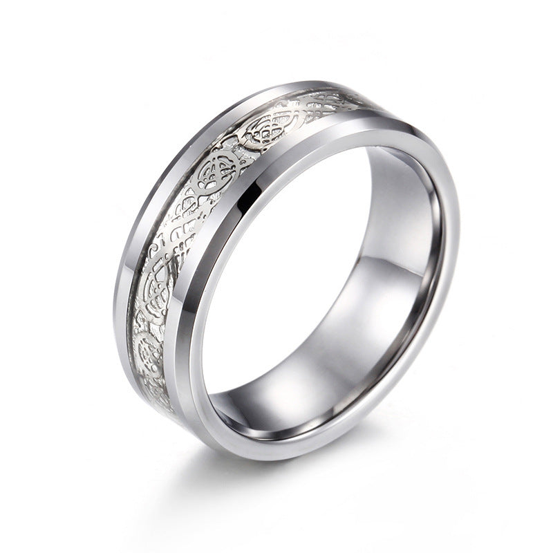 Handcrafted silver moissanite ring for women – Fashion Roman Password Tungsten Steel Ring for Man