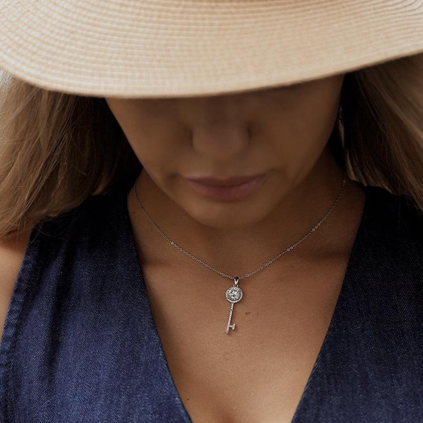 Eternal Key Sterling Silver 925 mit Labordiamant Moissanite Halskette für Damen 925 Silber Moissanit Schmuck | Steffanii