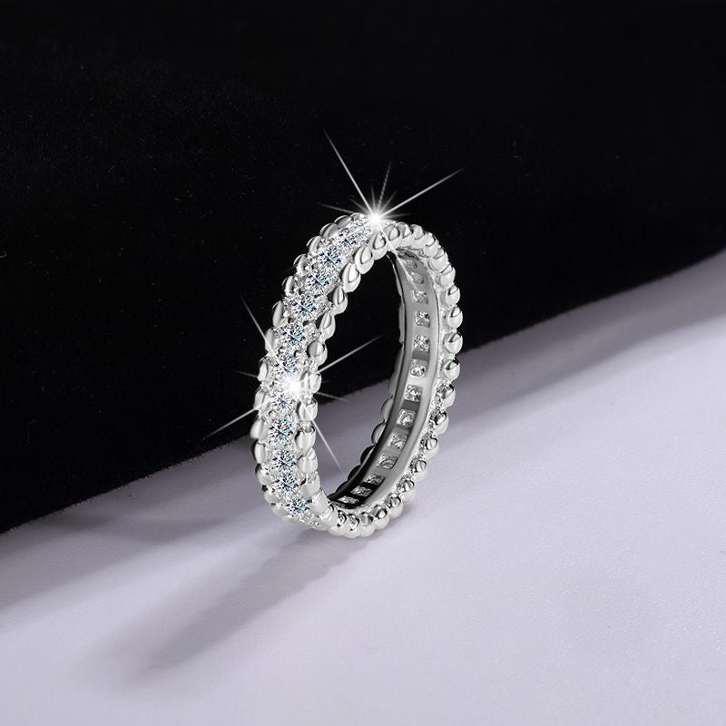 Elegant moissanite ring in sterling silver – Galactic Brilliance Sterling Silver Moissanite Ring for Woman