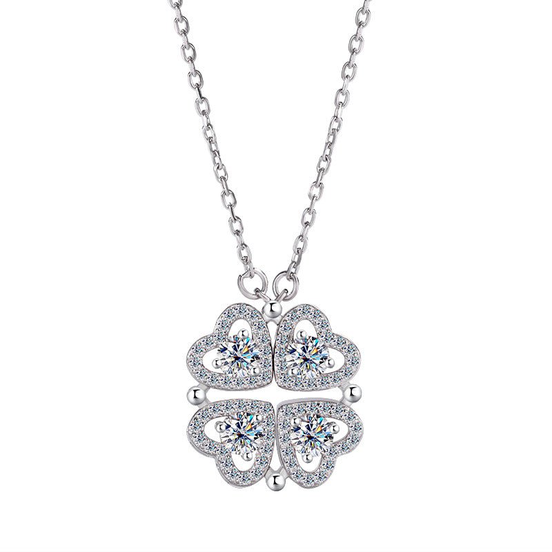 Transforming Love Halskette 925 Silber mit Labordiamant Moissanit , transformierbar für Damen 925 Silber Moissanit Schmuck