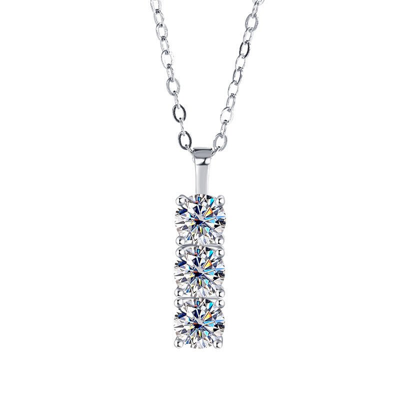 Trinity Glow Halskette 925 Silber mit Labordiamant Moissanit für Damen 925 Silber Moissanit Schmuck | Steffanii