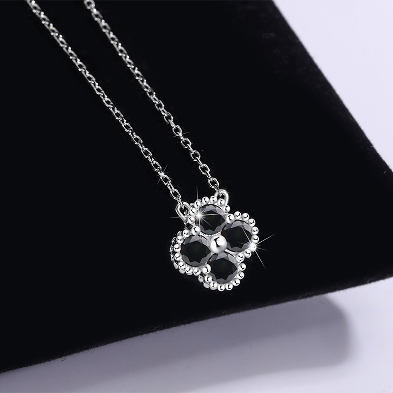 Black Moissanite Halskette 925 Silber mit schwarzem Labordiamant Moissanit, für Damen 925 Silber Moissanit Schmuck