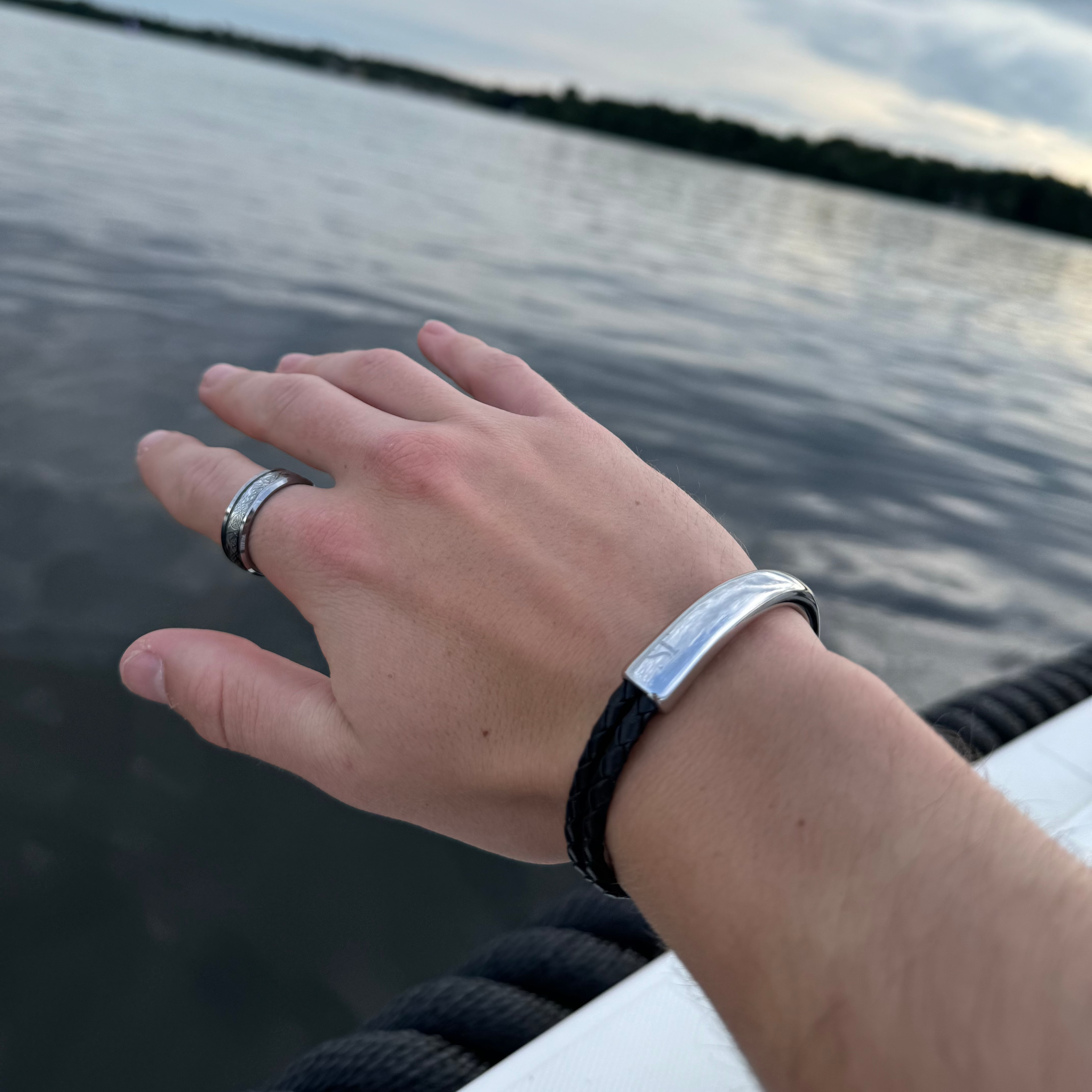 Iron Hook Herrenarmband Leder Edelstahl 925 Silber Moissanit Schmuck | Steffanii