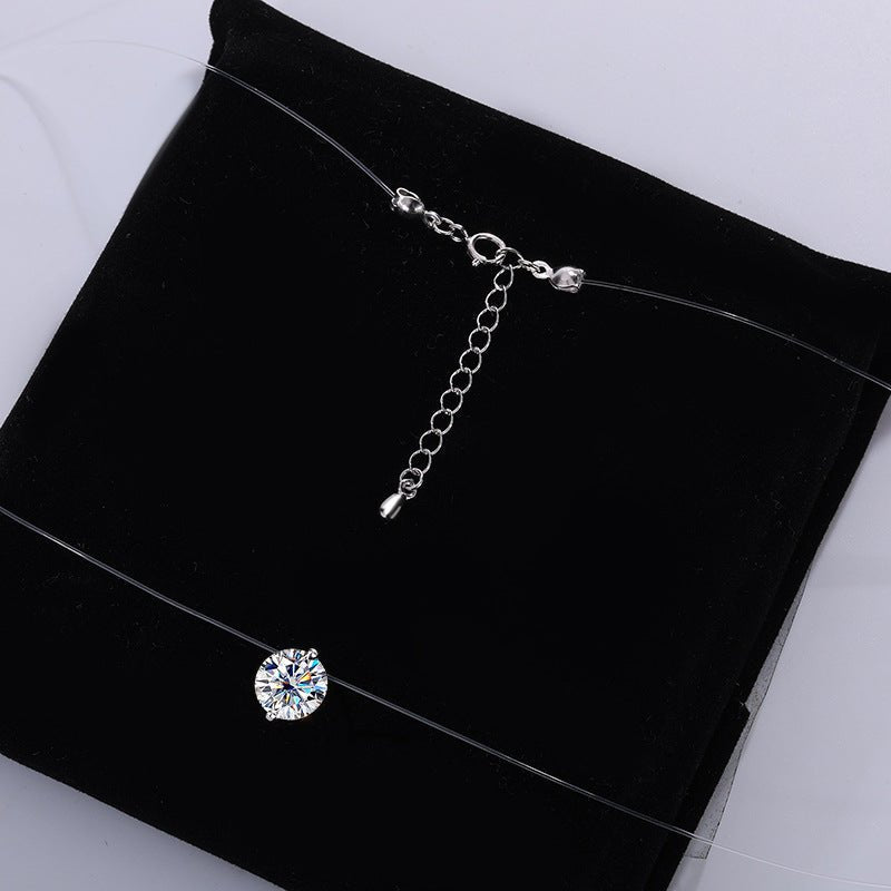 Luminea Invisible Halskette 925 Silber mit Labordiamant Moissanit für Damen 925 Silber Moissanit Schmuck | Steffanii