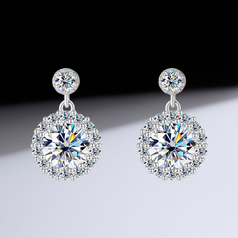 Lustre Halo Ohrringe 925 Silber – Labordiamant Moissanit für Damen 925 Silber Moissanit Schmuck | Steffanii
