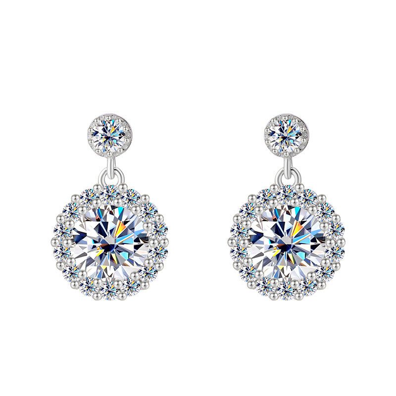 Lustre Halo Ohrringe 925 Silber – Labordiamant Moissanit für Damen 925 Silber Moissanit Schmuck | Steffanii