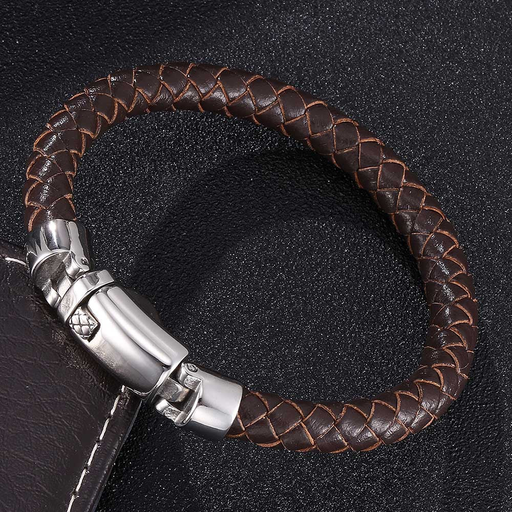 Iron Grid Herrenarmband Leder Edelstahl Schwarz 925 Silber Moissanit Schmuck | Steffanii