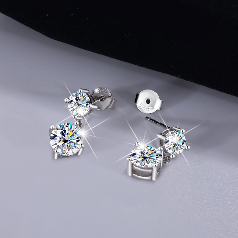Duo Brillanz Ohrringe 925 Silber – Labordiamant Moissanit für Damen 925 Silber Moissanit Schmuck | Steffanii