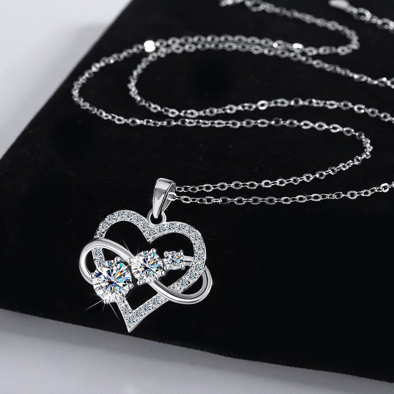 Heart of Infinity Halskette 925 Silber mit Labordiamant Moissanit für Damen 925 Silber Moissanit Schmuck | Steffanii