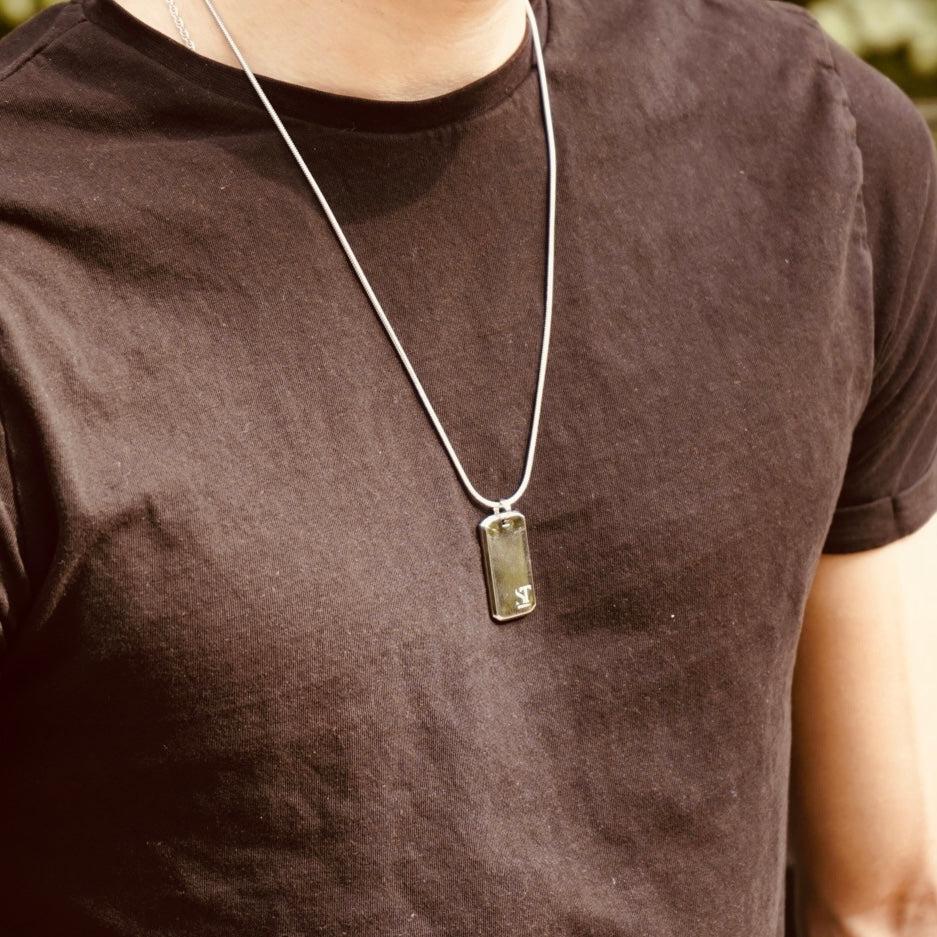 Steel Identity Herren Halskette Edelstahl Anhänger 925 Silber Moissanit Schmuck | Steffanii