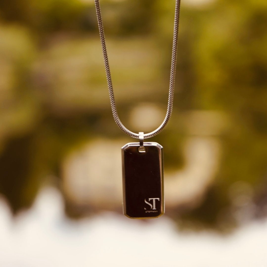 Steel Identity Herren Halskette Edelstahl Anhänger 925 Silber Moissanit Schmuck | Steffanii