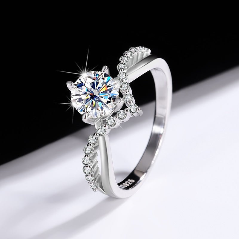 Seagull Wings Ring 925 Silber mit runden Labordiamant Moissaniten für Damen 925 Silber Moissanit Schmuck | Steffanii