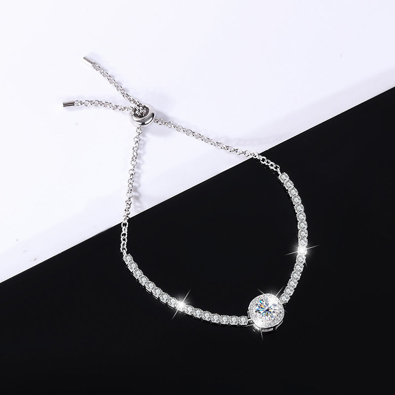 Elegant silver bracelet for women – Square Radiance Sterling Silver Moissanite Bracelet for Woman
