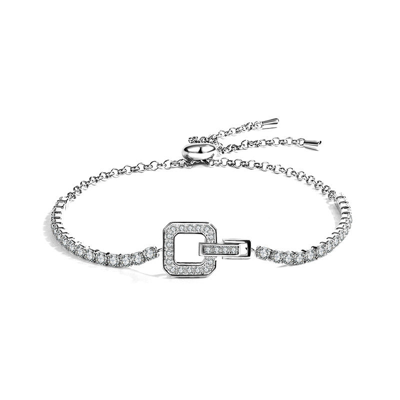 Caress of Luxury Square Buckle Mossanite Stones Bracelet in 925 Sterling Silver