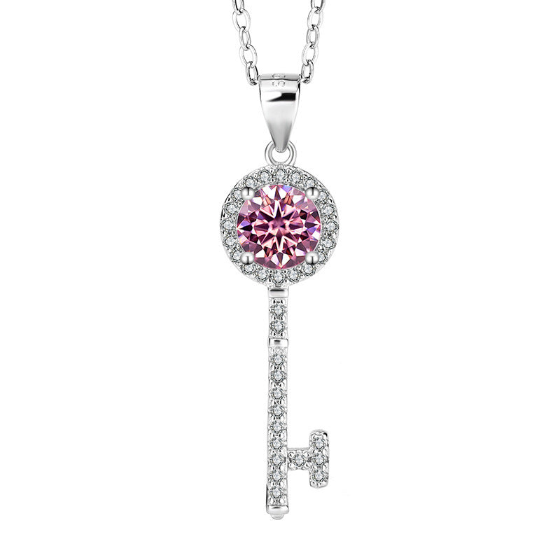 Eternal Key Sterling Silver Moissanite Necklace