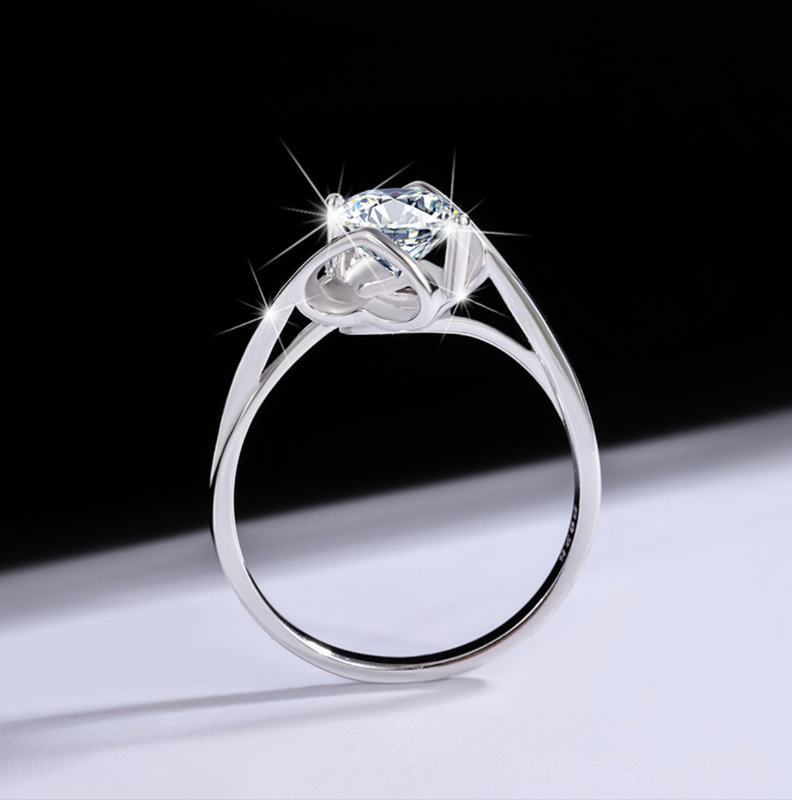 Heart's Embrace Sterling Silver Moissanite Ring