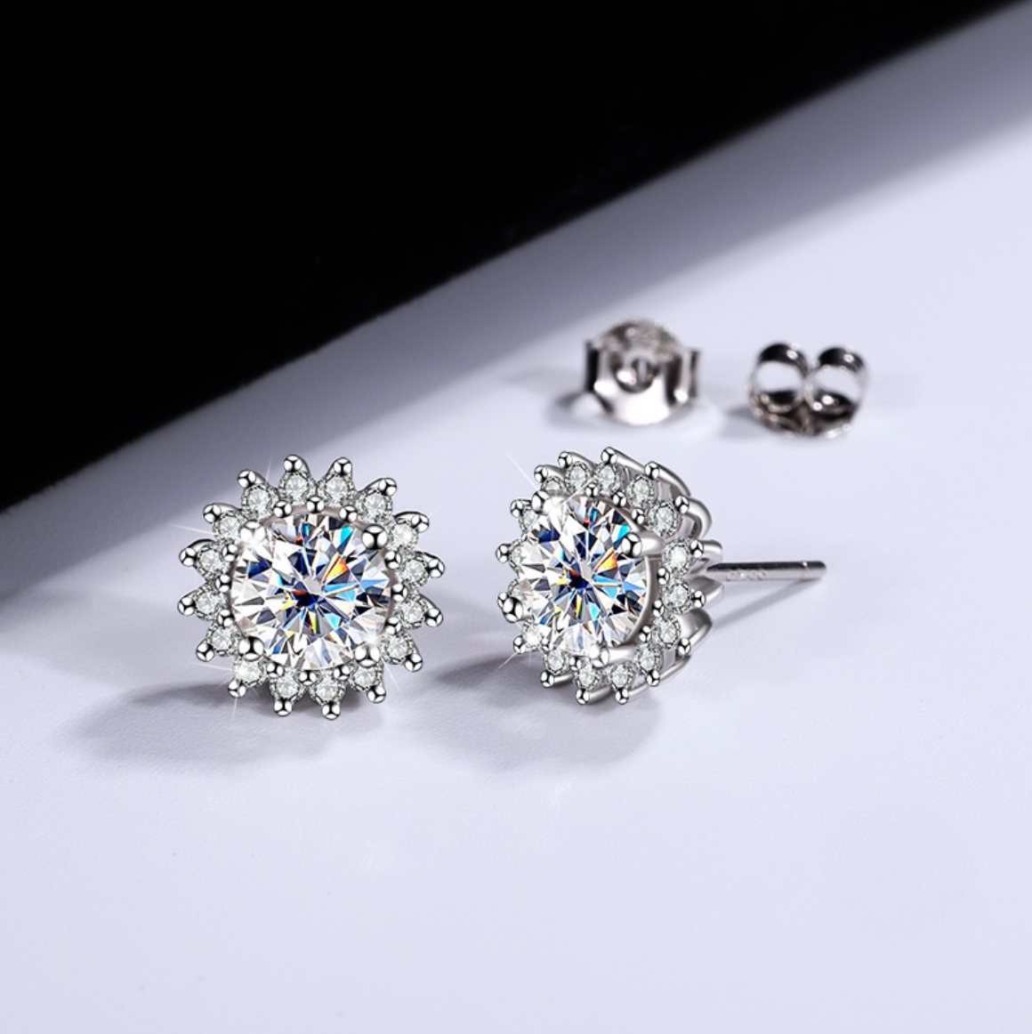 Complete moissanite jewelry gift set – Star Symphony Moissanite Silver Stud Earrings for Woman