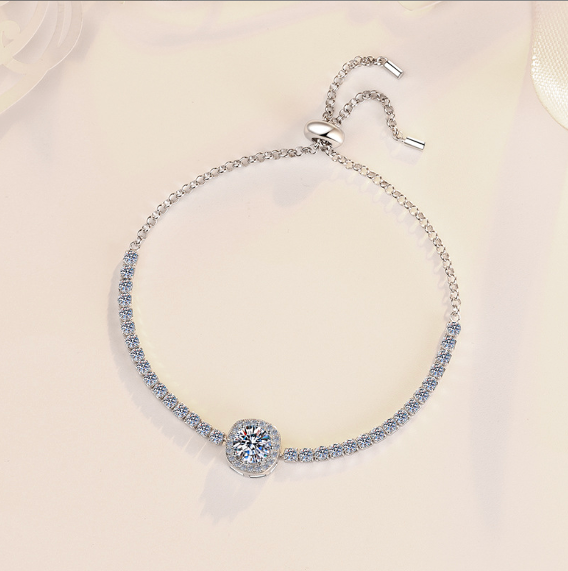 Square Radiance Sterling Silver Moissanite Bracelet