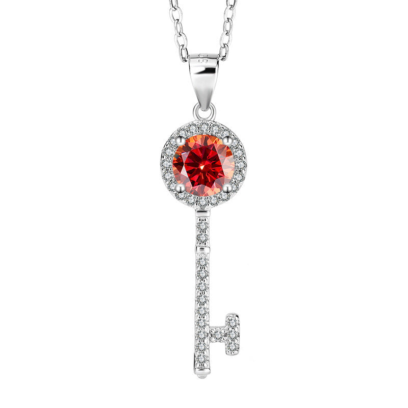 Eternal Key Sterling Silver Moissanite Necklace