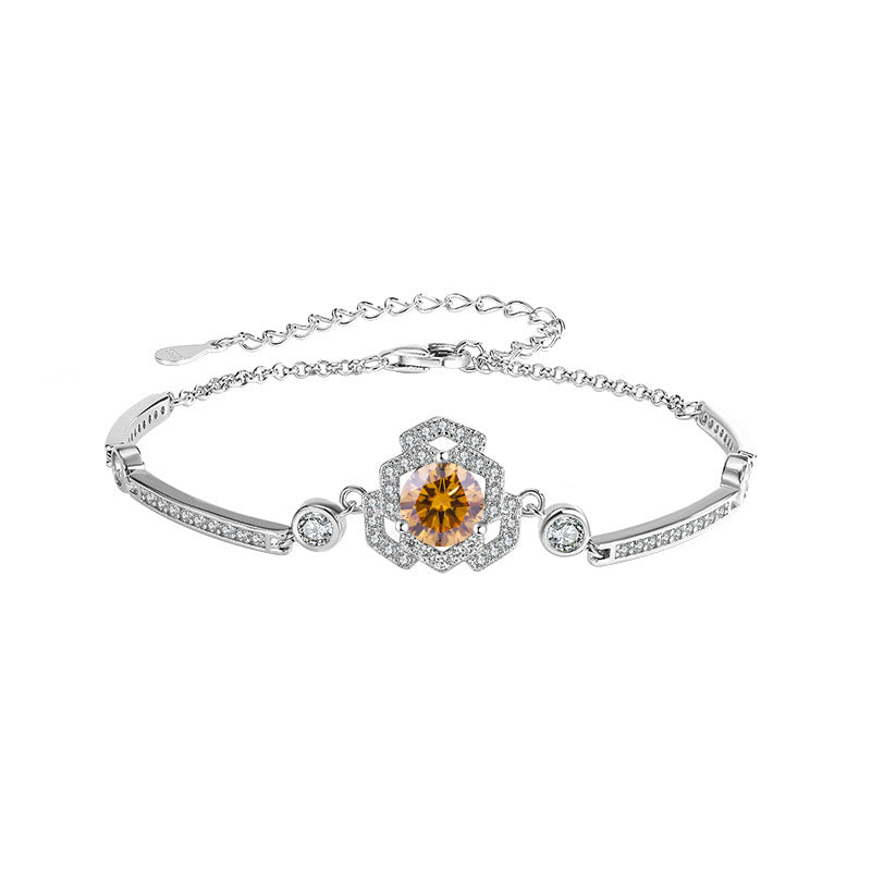 Moissanite Rose Sterling Silver Bracelet