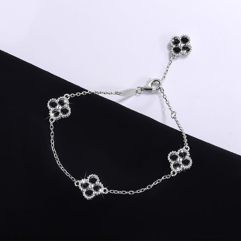 Elegant silver bracelet for women – Midnight Bloom S925 Silver Bracelet for Woman