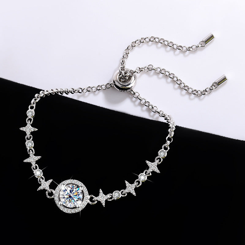 Delicate moissanite bracelet in 925 silver – Celestial Harmony S925 Silver Moissanite Bracelet for Woman
