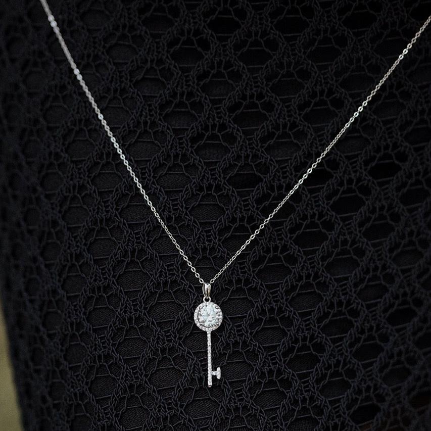 Eternal Key Sterling Silver Moissanite Necklace