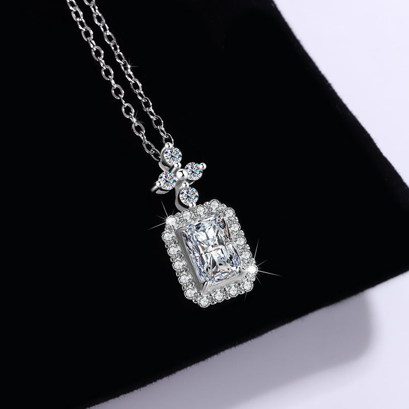 Sterling silver necklace pendant with moissanite – Ledean Elegance – S925 Silver Moissanite Necklace