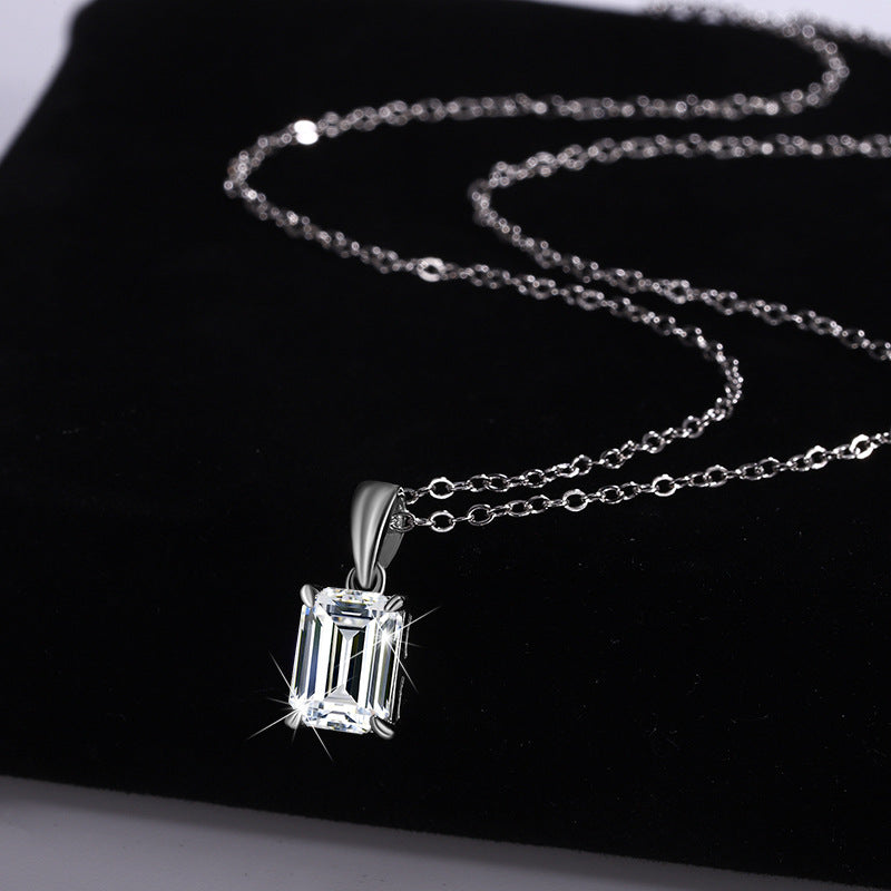 Sterling silver necklace pendant with moissanite – The Eternal S925 Silver Brilliance Necklace for Woman