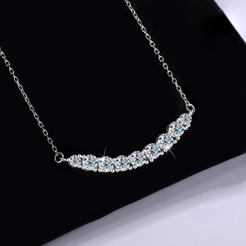 Pendant with sparkling moissanite in silver – Moonlight Cascade S925 Silver Moissanite Necklace for Woman
