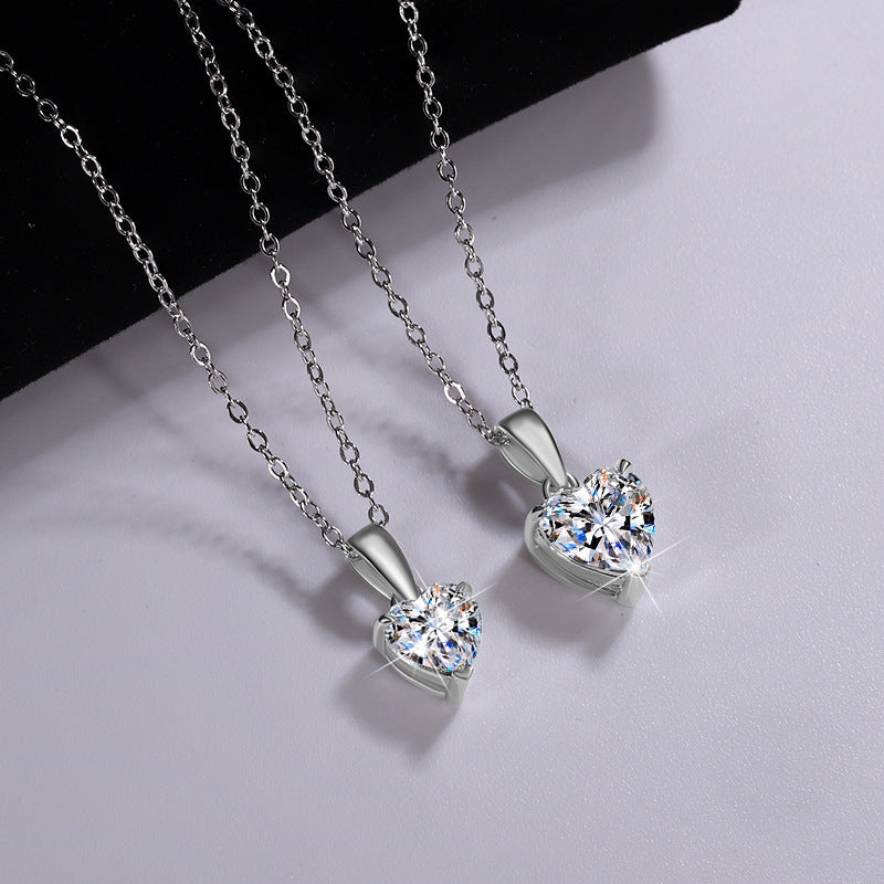 Sterling silver necklace pendant with moissanite – Radiant Heart Moissanite Sterling Silver Necklace for Woman