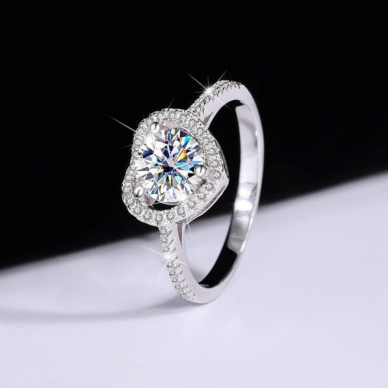 Handcrafted silver moissanite ring for women – Heart of Brilliance Sterling Silver Moissanite Ring for Woman
