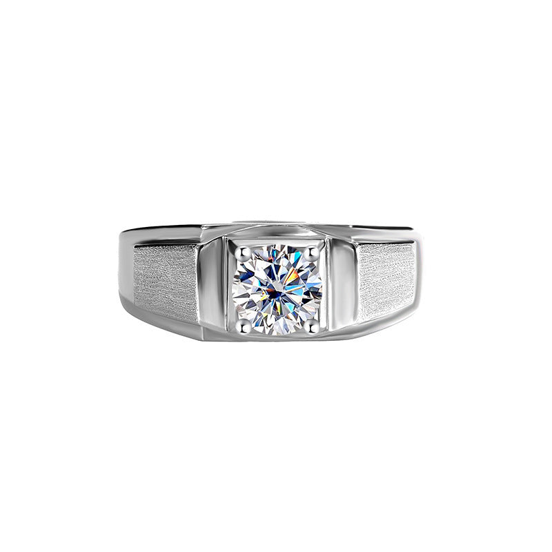 925 silver ring with bright moissanite gemstone – Domineering Personalized Moissanite Men's Sterling Silver Ring for Man