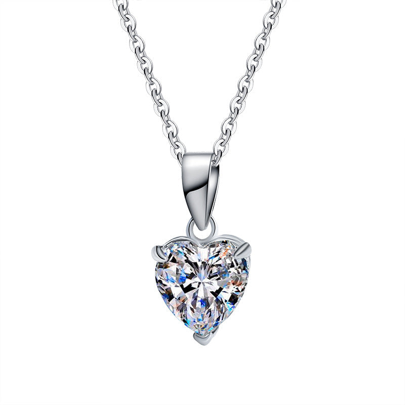 Radiant Heart Moissanite Sterling Silver Necklace