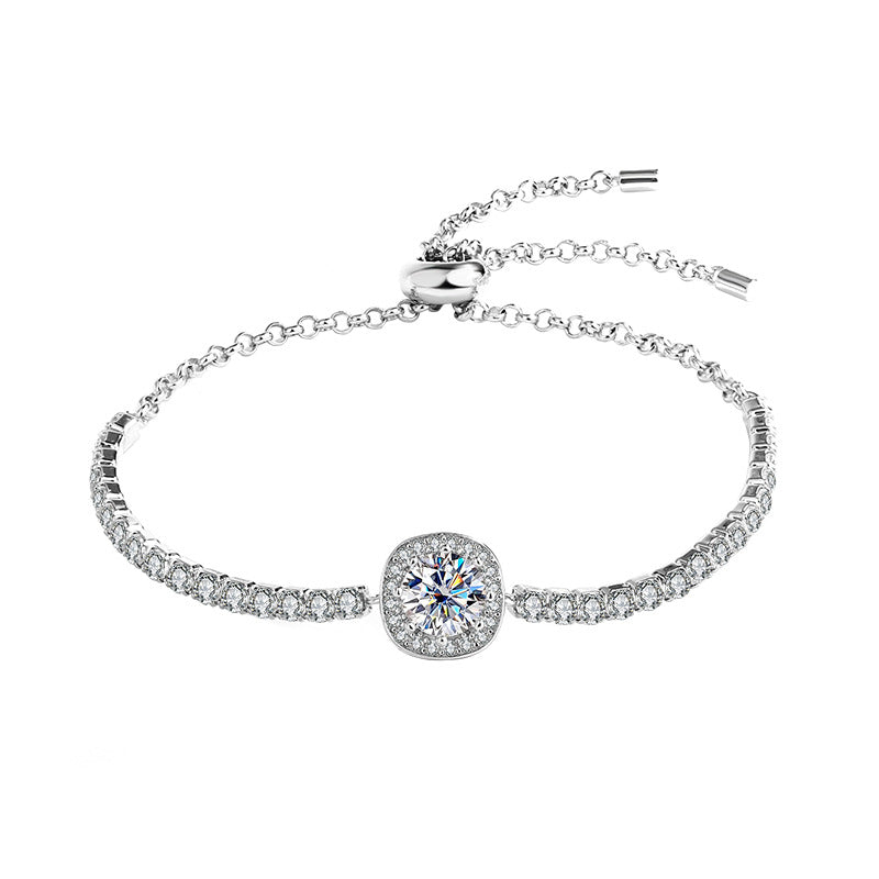 Square Radiance Sterling Silver Moissanite Bracelet