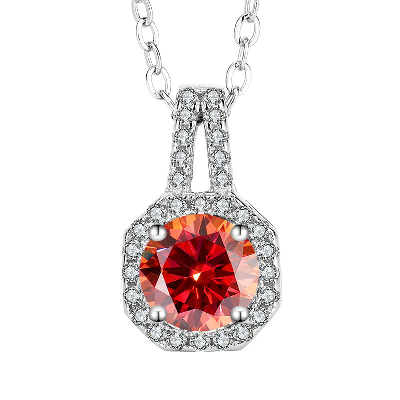 Square Radiance Moissanite Sterling Silver Necklace