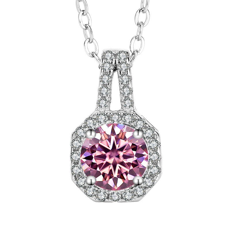 Square Radiance Moissanite Sterling Silver Necklace