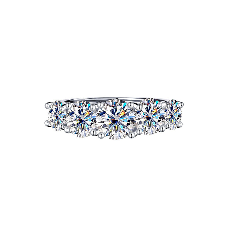 Elegant Symphony Sterling Silver Moissanite Ring