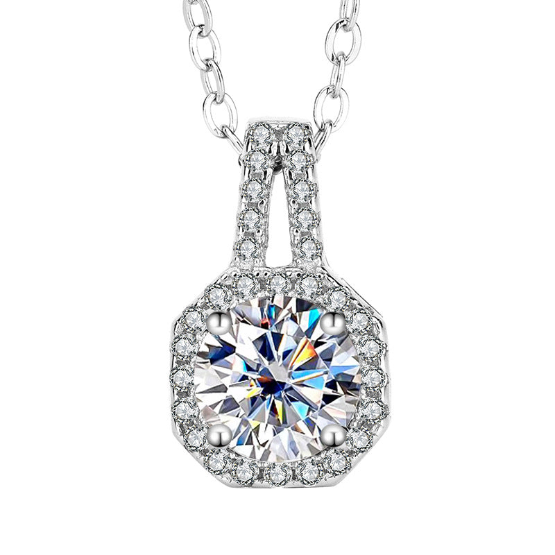 Square Radiance Moissanite Sterling Silver Necklace