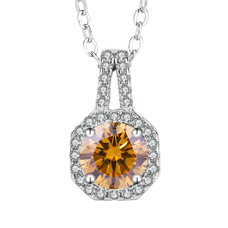 Square Radiance Moissanite Sterling Silver Necklace