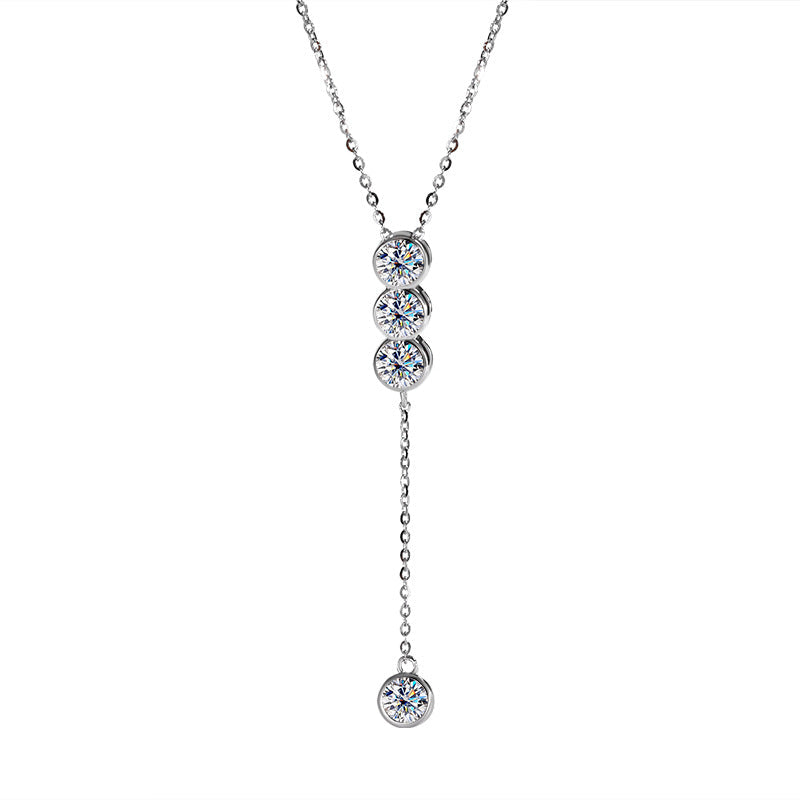 Celestial Cascade Silver Moissanite Necklace