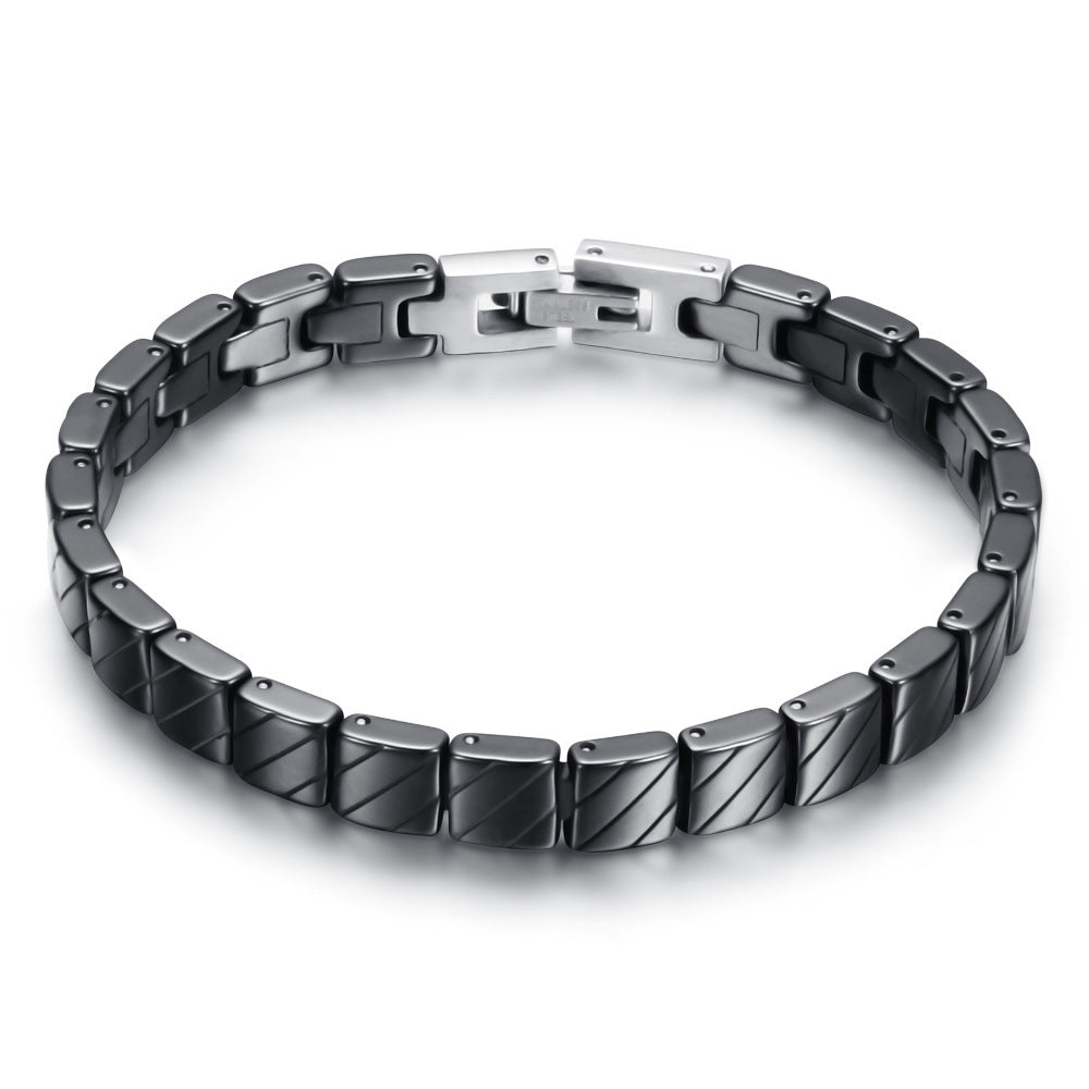 Elegant silver bracelet for women – Black & White Ceramic Magnetic Bracelet for Man